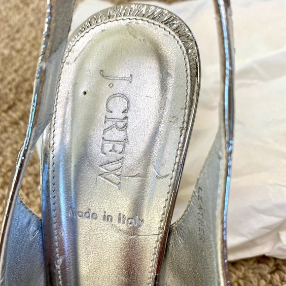 J. Crew RARE Colette Mirror Platform Metallic Silver Slingback Pumps - Picture 12 of 16